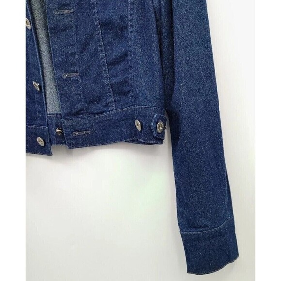 Vtg Pepe Jeans London Jacket Womens Medium Blue Metallic Cropped Sparkle Y2K - Picture 5 of 12